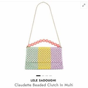 Lele Sadoughi RARE Beaded Claudette Clutch in Mint, Yellow, Lilac, Pink& Gold